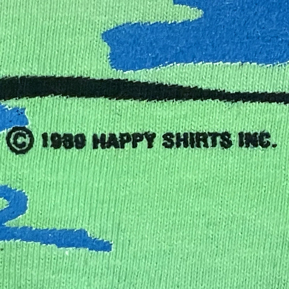 1989 Gecko Graffiti Yellow/Blue/Black Retro Surf Style Tee - Image 6