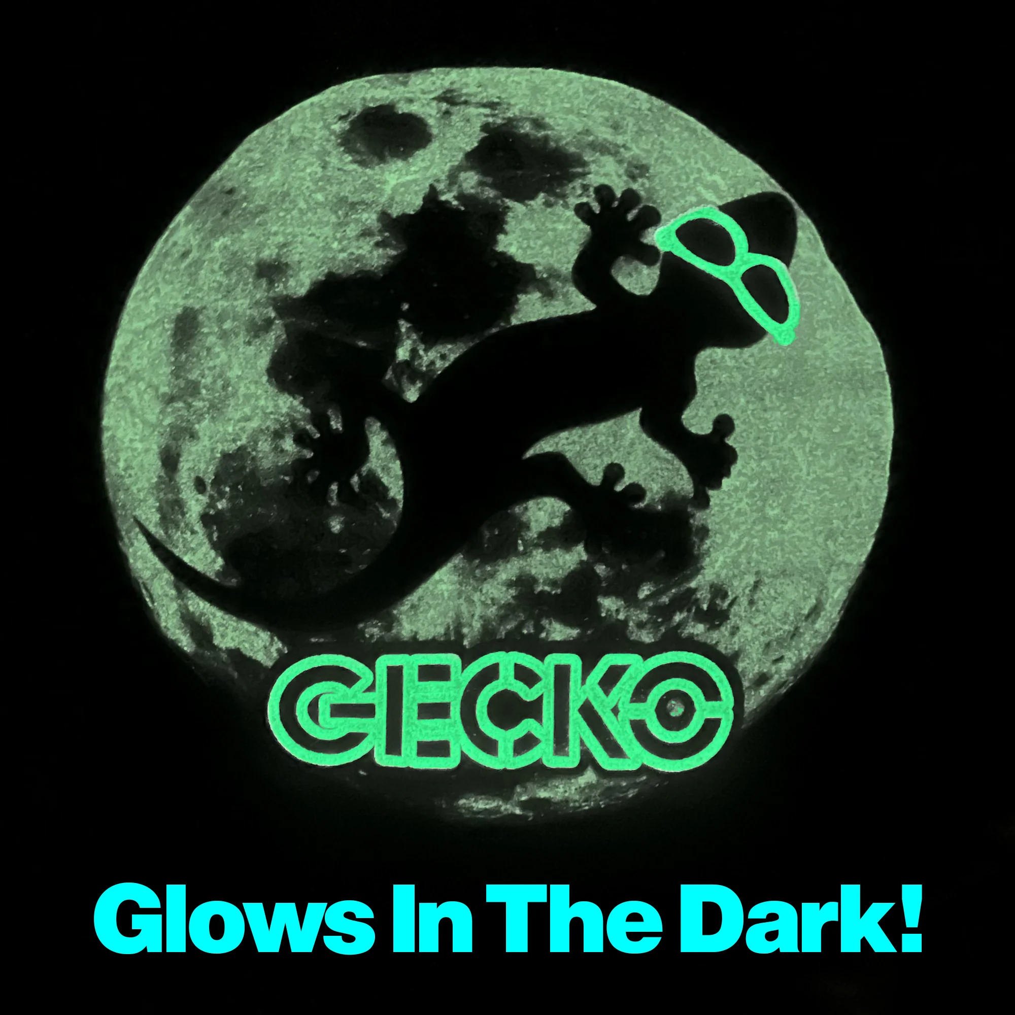 Gecko Super Moon - Black Cotton Tee - Image 3