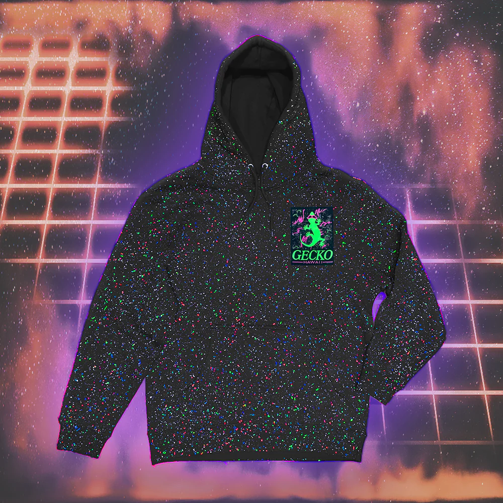 Original Glow-In-The-Dark SPLATTER Hoodie - Space Gecko - Image 3