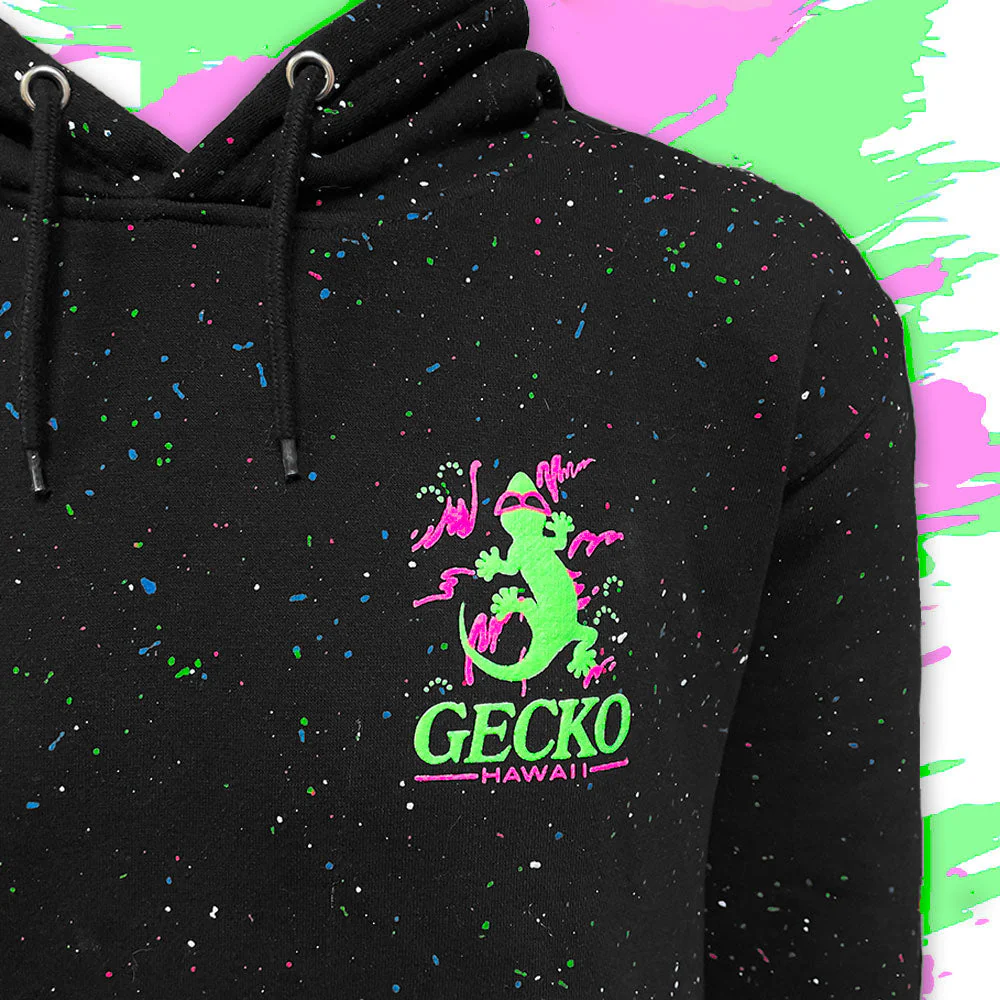Original Glow-In-The-Dark SPLATTER Hoodie - Space Gecko - Image 5
