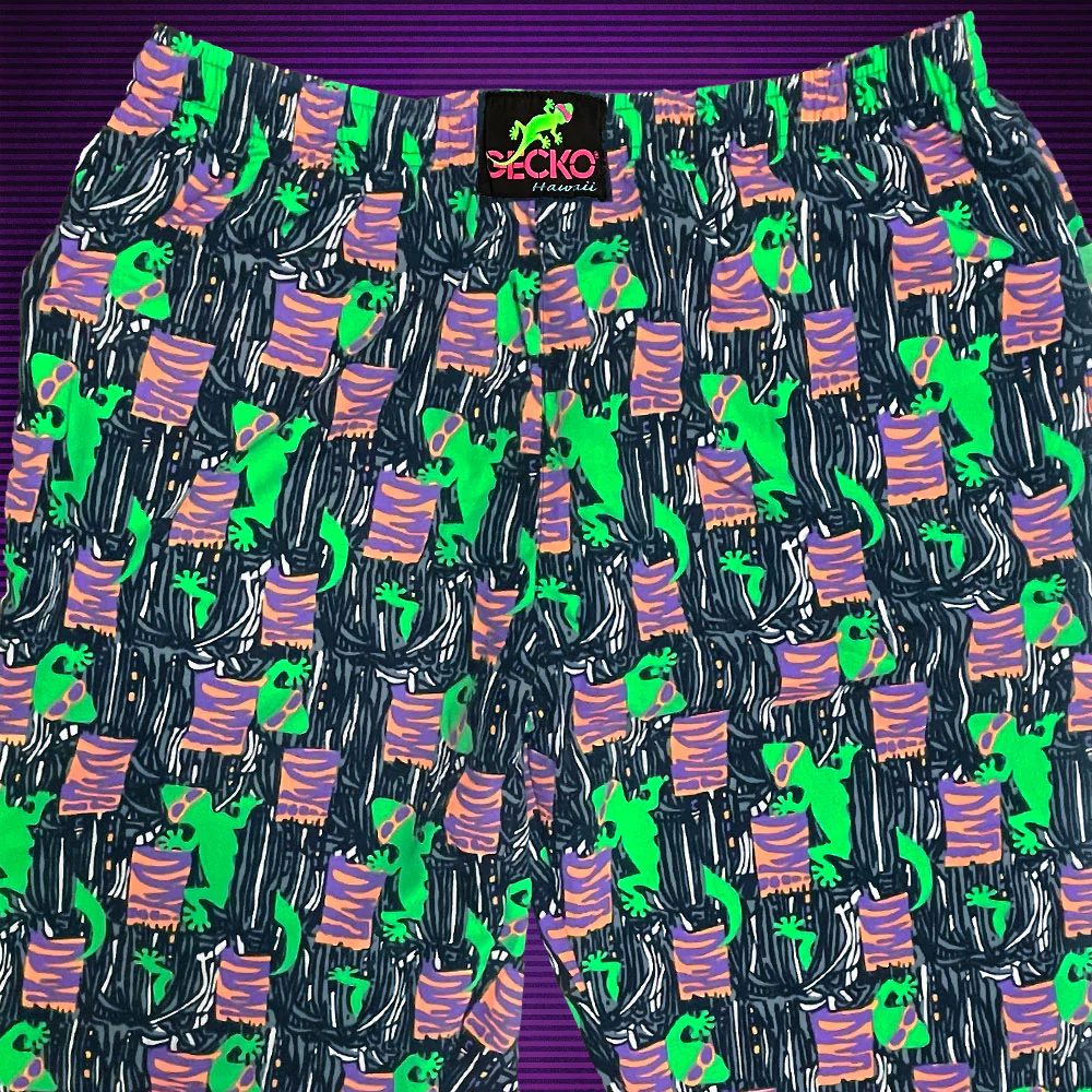 Iconic 1988 Gecko Jungle Beach Pants - Black/Orange - Image 3