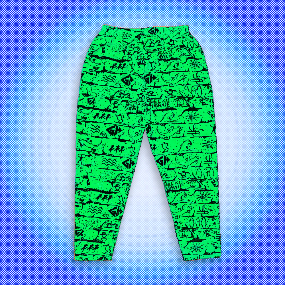 Neon Green Gecko Wall '90's Beach Pants - Image 7