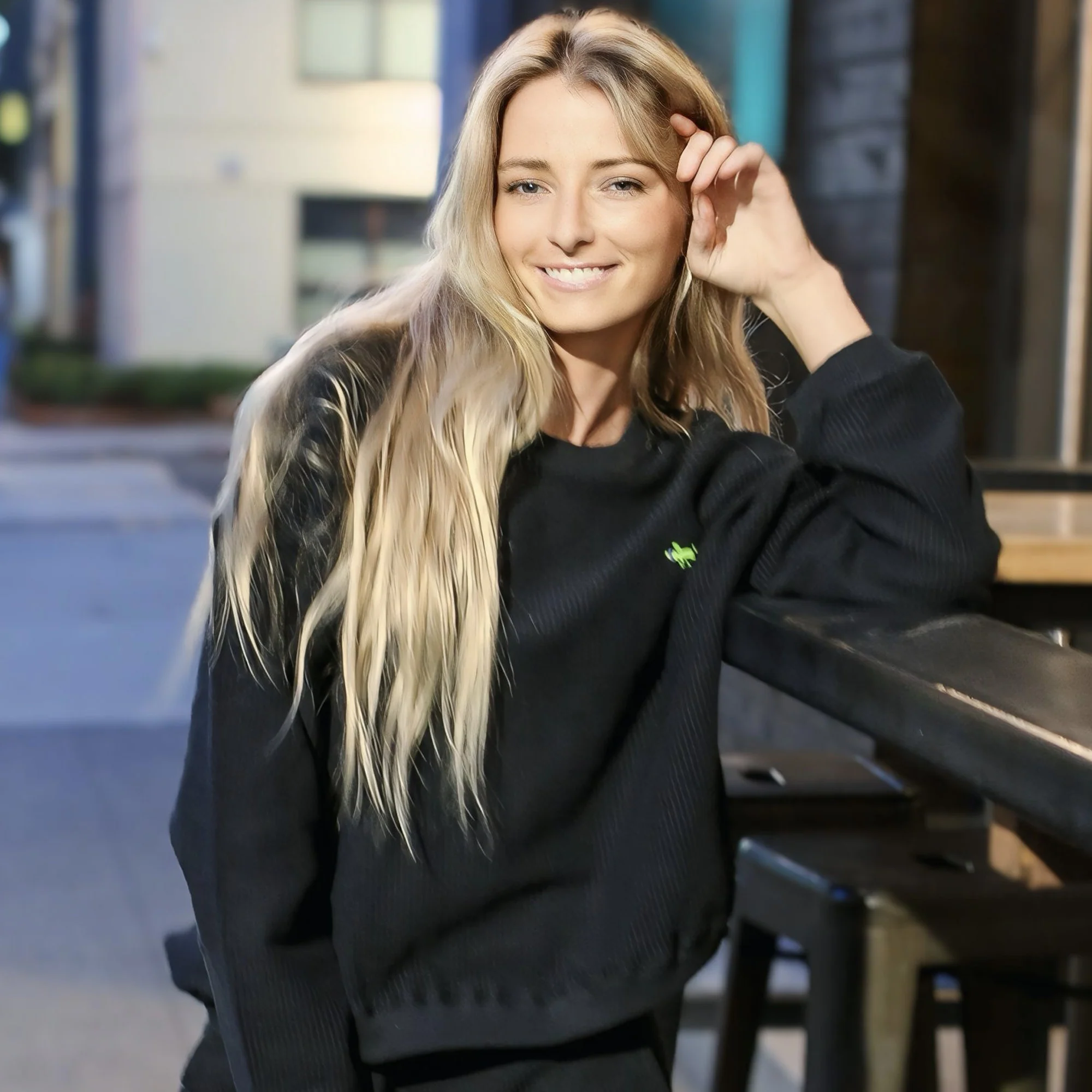 The Molly Top - Black L/S Corduroy Crew - Image 3